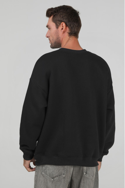 Світшот чоловічий оверсайз утеплений чорний RAY OVERSIZE U0304
